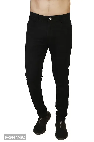 Stylish Black Denim Mid-Rise Jeans For Men-thumb0