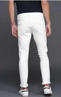 Stylish White Cotton Blend Mid-Rise Jeans For Men-thumb2