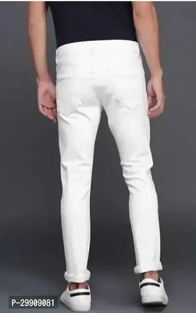 Stylish White Cotton Blend Mid-Rise Jeans For Men-thumb3