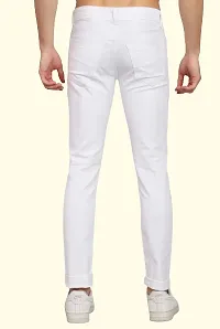 Stylish White Cotton Blend Solid Mid-Rise Jeans For Men-thumb1