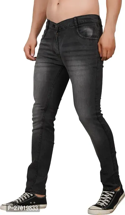 Stylish Cotton Blend Slim Fit Jeans For Men-thumb3