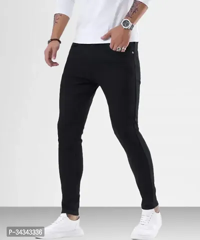 Stylish Black Denim Solid Jeans For Men