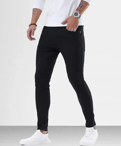 Trendy Denim Black Solid Jeans For Men