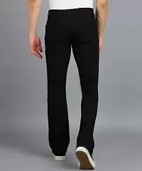 Stylish Black Denim Solid Regular Fit Jeans For Men-thumb1