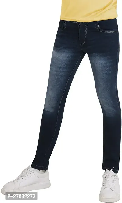 Classic Blue Cotton Blend Solid Jeans For Men-thumb0