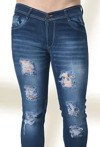 Elegant Blue Denim Distress Mid-Rise Jeans For Men-thumb3