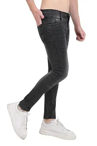 Stylish Grey Cotton Blend Solid Mid-Rise Jeans For Men-thumb2