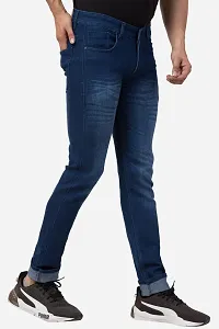 Classic Blue Polycotton Solid Jeans For Men-thumb3