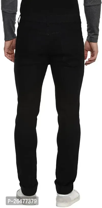 Stylish Black Cotton Blend Mid-Rise Jeans For Men-thumb2