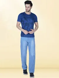 Stylish Blue Denim Solid Mid-Rise Jeans For Men-thumb2