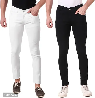 Stylish Multicoloured Denim Mid-Rise Jeans For Men Pack Of 2-thumb0