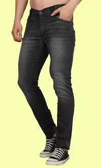 Stylish Grey Cotton Blend Solid Mid-Rise Jeans For Men-thumb2