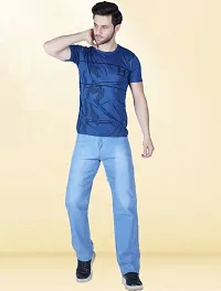 Stylish Blue Denim Solid Mid-Rise Jeans For Men-thumb2