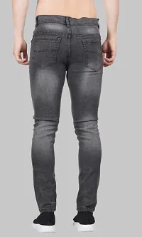 Stylish Grey Cotton Blend Solid Mid-Rise Jeans For Men-thumb1