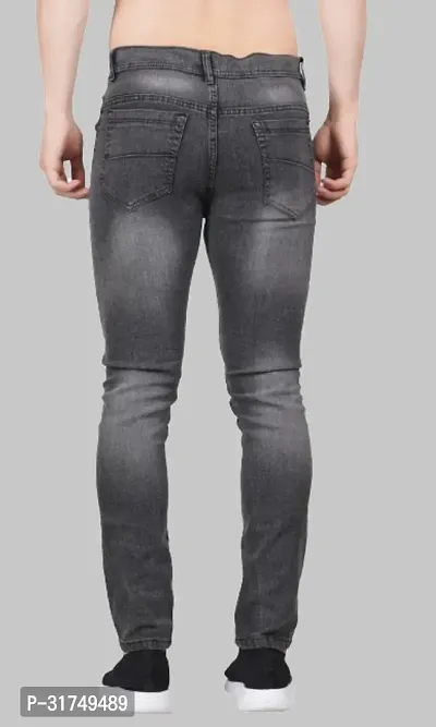 Stylish Grey Cotton Blend Solid Mid-Rise Jeans For Men-thumb2