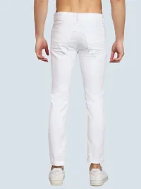 Stylish White Denim Solid Jeans For Men-thumb1