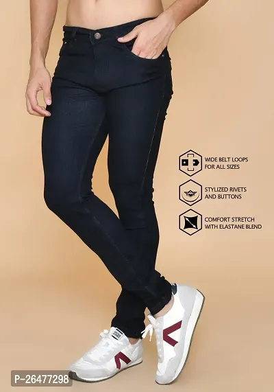 Stylish Black Denim Mid-Rise Jeans For Men-thumb3