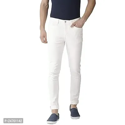 COMFITS Men's Formal Stylesh White Plain Jeans (30)