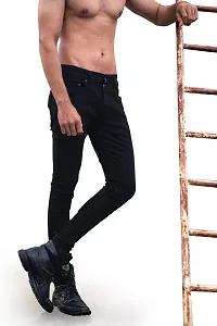 Stylish Black Cotton Blend Mid-Rise Jeans For Men-thumb2