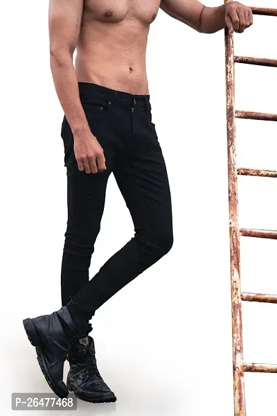 Stylish Black Cotton Blend Mid-Rise Jeans For Men-thumb3