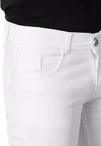 Stylish White Denim Solid Regular Fit Jeans For Men-thumb3