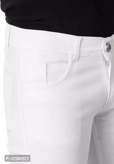 Stylish White Denim Solid Regular Fit Jeans For Men-thumb4