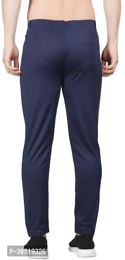 Mevan Stylish Blue Lycra Blend Solid Regular Fit Trouser For Men-thumb4