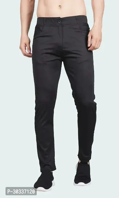 Mevan Comfortable Black Polyester Spandex Regular Track Pants For Men