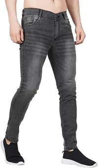 Stylish Grey Cotton Blend Solid Mid-Rise Jeans For Men-thumb2