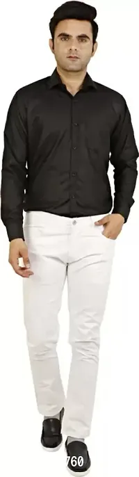 Stylish White Denim Solid Regular Fit Jeans For Men-thumb4