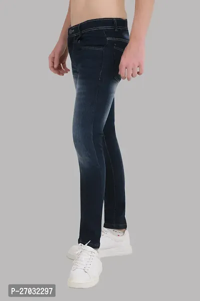 Classic Blue Denim Solid Jeans For Men-thumb3