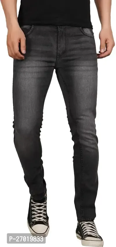 Stylish Cotton Blend Slim Fit Jeans For Men-thumb0