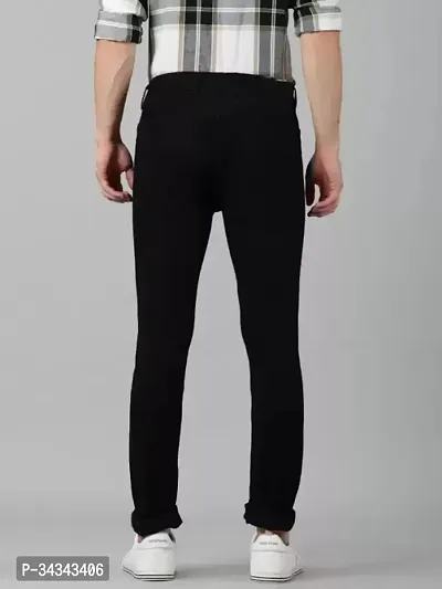 Stylish Black Denim Solid Jeans For Men-thumb2