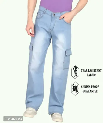 Stylish Blue Solid Denim Mid-Rise Jeans For Men-thumb0