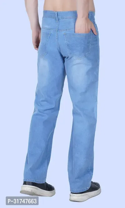 Stylish Blue Denim Solid Mid-Rise Jeans For Men-thumb2