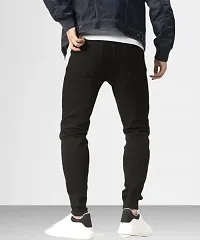 Stylish Black Denim Solid Jeans For Men-thumb1