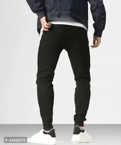 Stylish Black Denim Solid Jeans For Men-thumb2