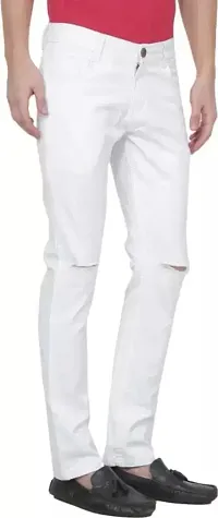 Stylish White Cotton Blend Mid-Rise Jeans For Men-thumb3