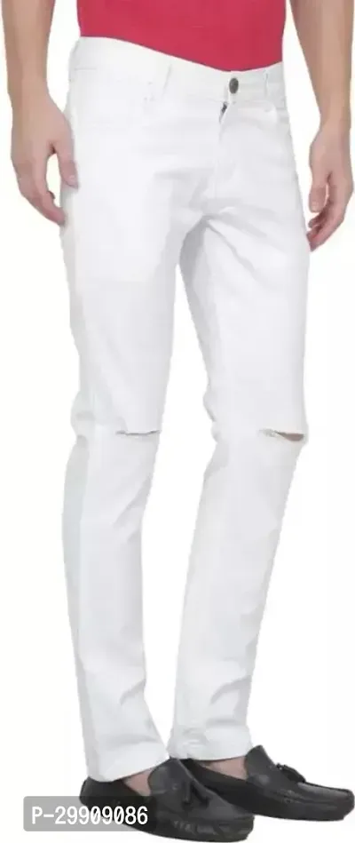 Stylish White Cotton Blend Mid-Rise Jeans For Men-thumb4