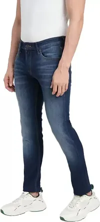 Classic Blue Cotton Blend Solid Jeans For Men-thumb1