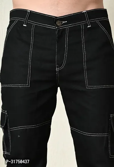 Stylish Black Denim Solid Mid-Rise Jeans For Men-thumb5