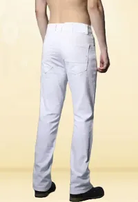 Stylish White Denim Solid Mid-Rise Jeans For Men-thumb1