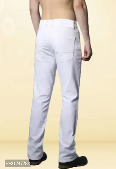 Stylish White Denim Solid Mid-Rise Jeans For Men-thumb2