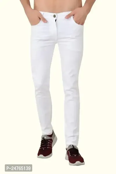 COMFITS Men's Regular Tapred Slim Fit Jeans (36) White-thumb0