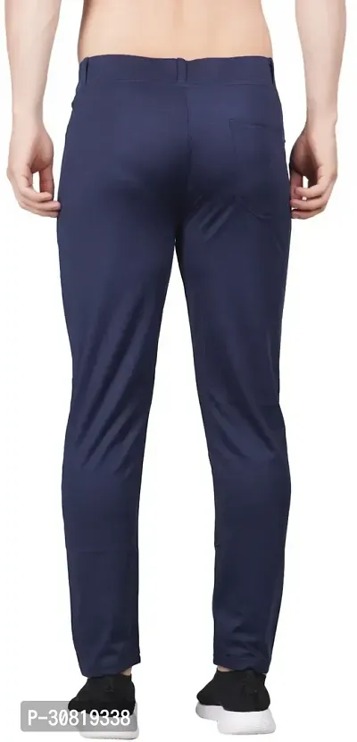 Mevan Stylish Blue Lycra Blend Solid Regular Fit Trouser For Men-thumb2