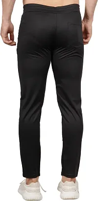 Mevan Comfortable Black Polyester Spandex Regular Track Pants For Men-thumb1