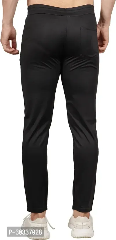 Mevan Comfortable Black Polyester Spandex Regular Track Pants For Men-thumb2