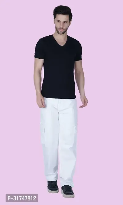 Stylish White Denim Solid Mid-Rise Jeans For Men-thumb3