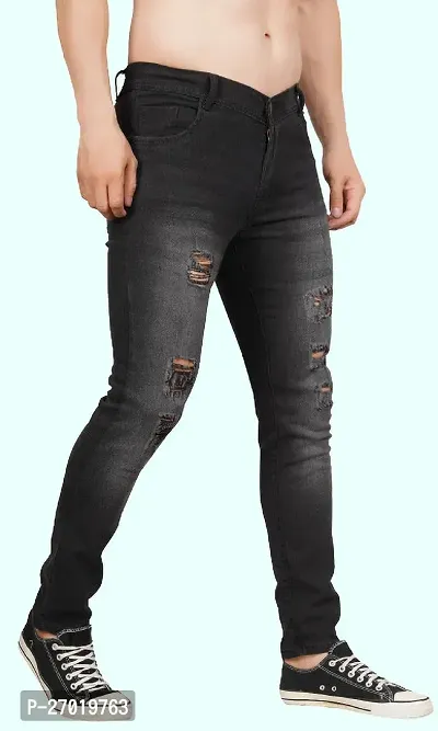 Stylish Cotton Blend Slim Fit Jeans For Men-thumb3