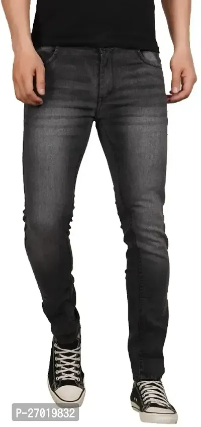 Stylish Cotton Blend Slim Fit Jeans For Men-thumb0